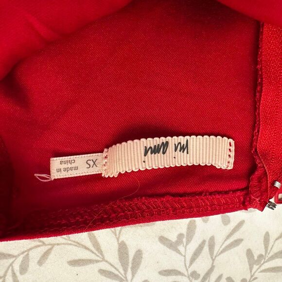 MiAmi Square Neck Long Sleeve Rayon Blend Mini Dress Red Size XS - Picture 5 of 5